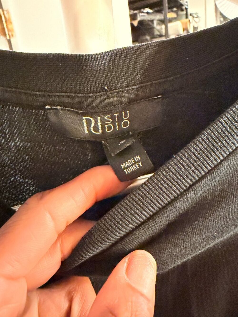 River Island | Black Cinched Waist Midi Tee Dress with Pockets | Size 14 - Picture 5 of 6